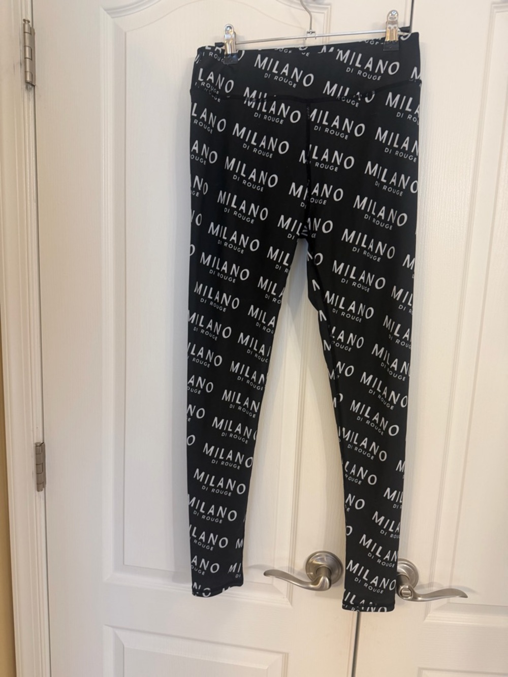 Milano Di Rouge Black Leggings with White All-Over Logo